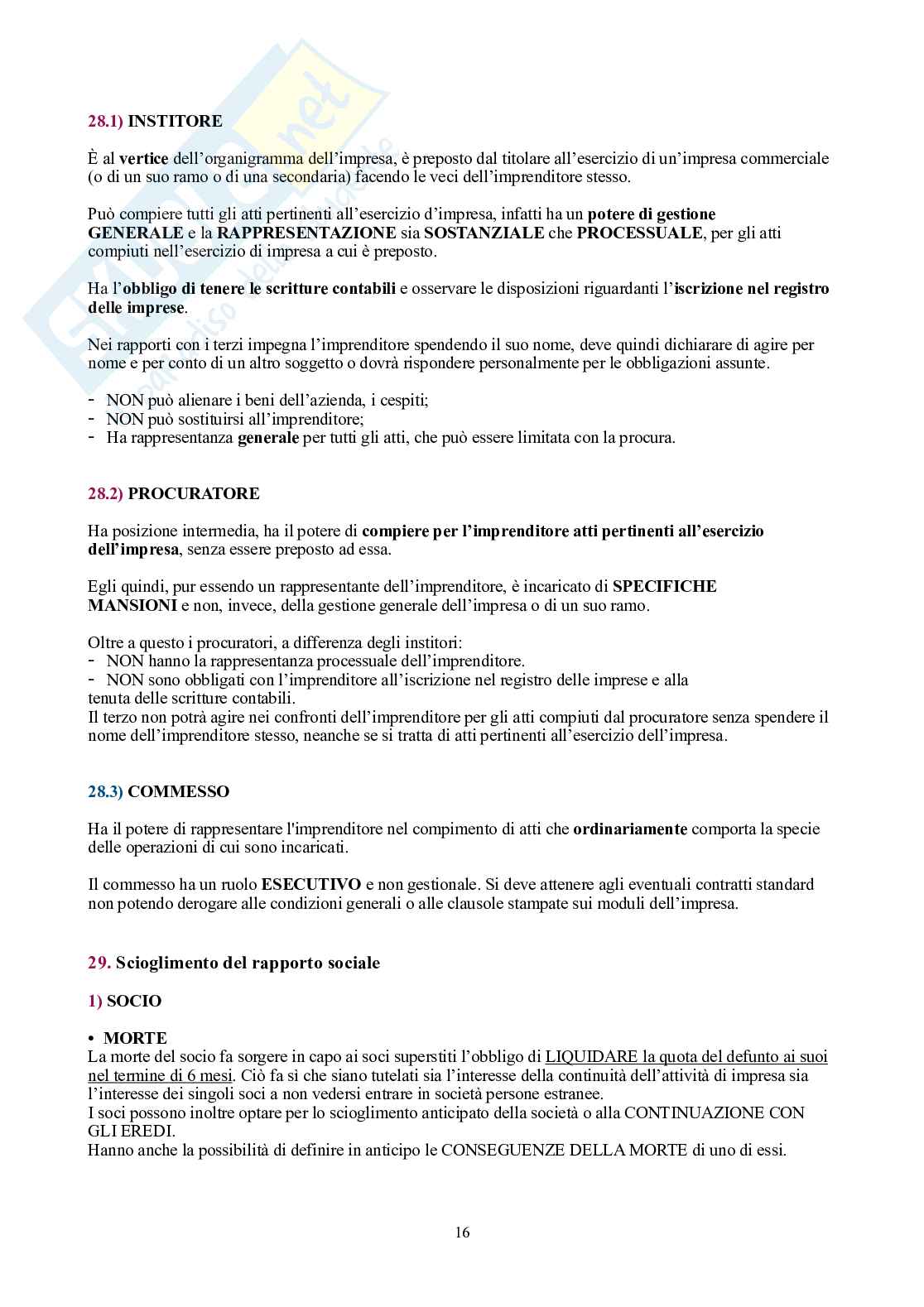 Diritto commerciale – Teoria per l'orale (imprenditore, società, operazioni) Pag. 16