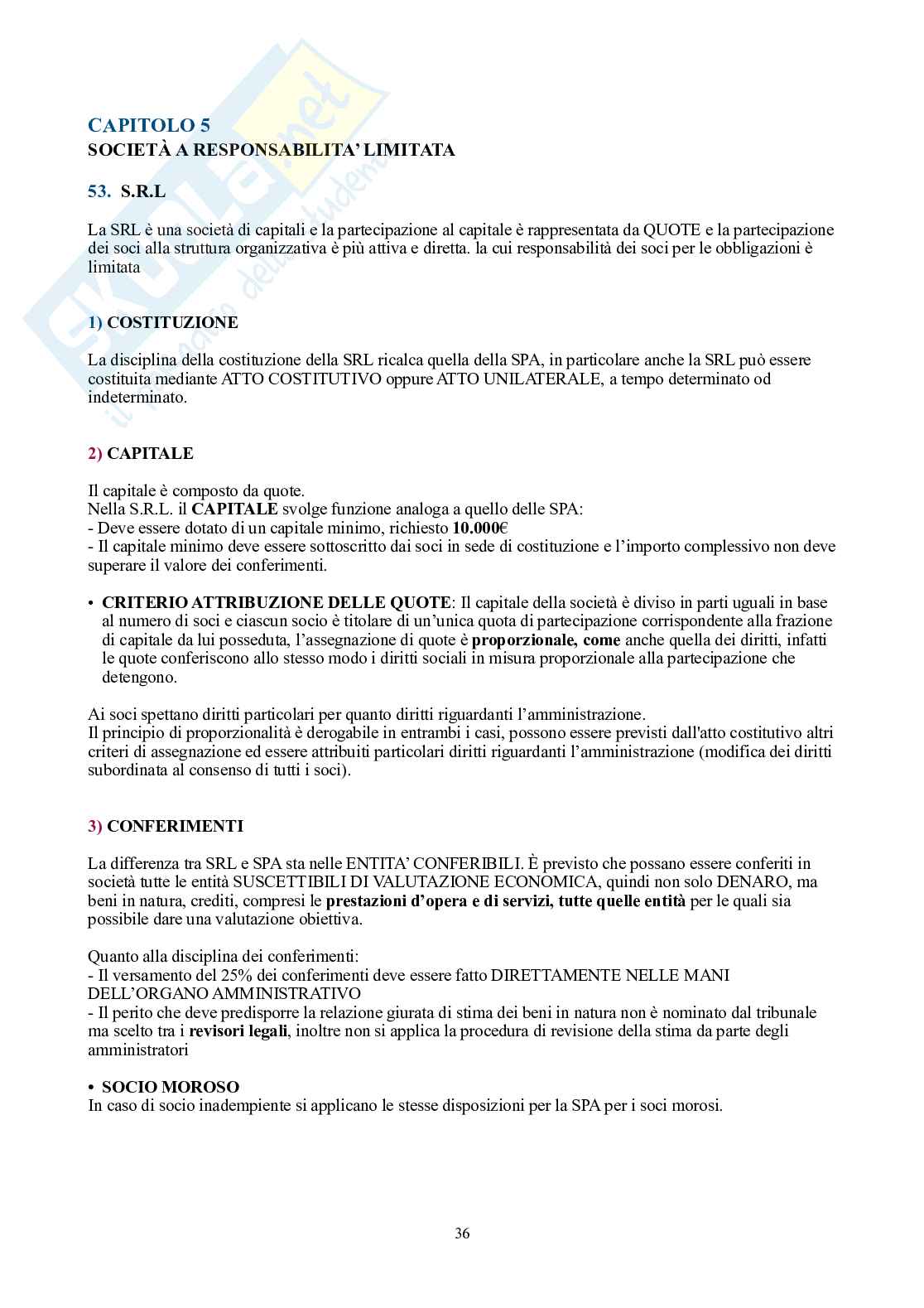 Diritto commerciale – Teoria per l'orale (imprenditore, società, operazioni) Pag. 36
