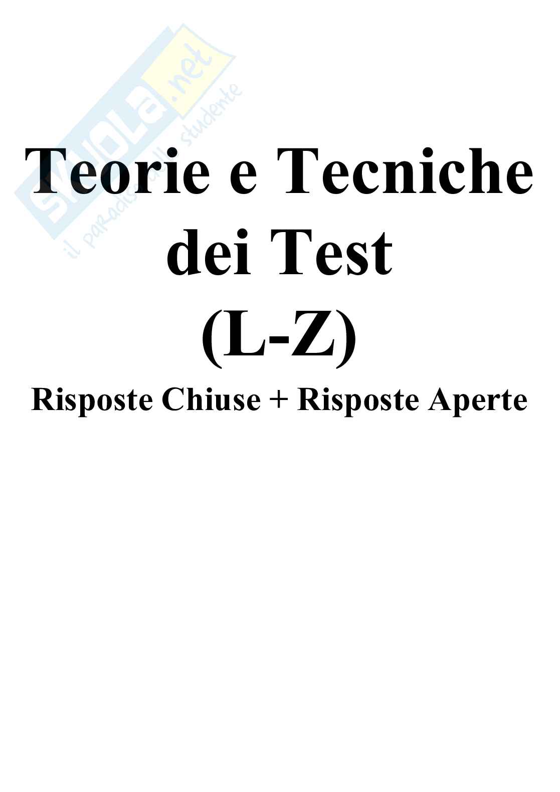 Teorie e Tecniche dei Test LZ - Paniere compilato Pag. 1
