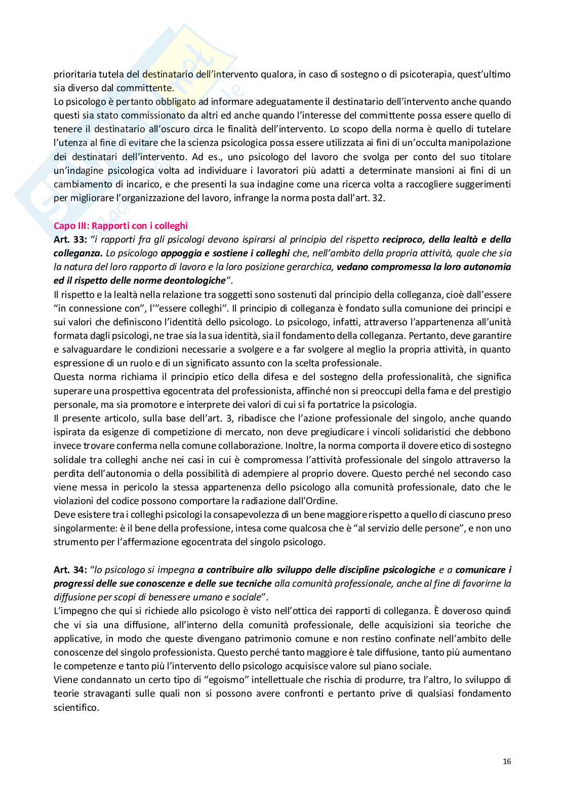 Commento al Codice Deontologico degli Psicologi Pag. 16