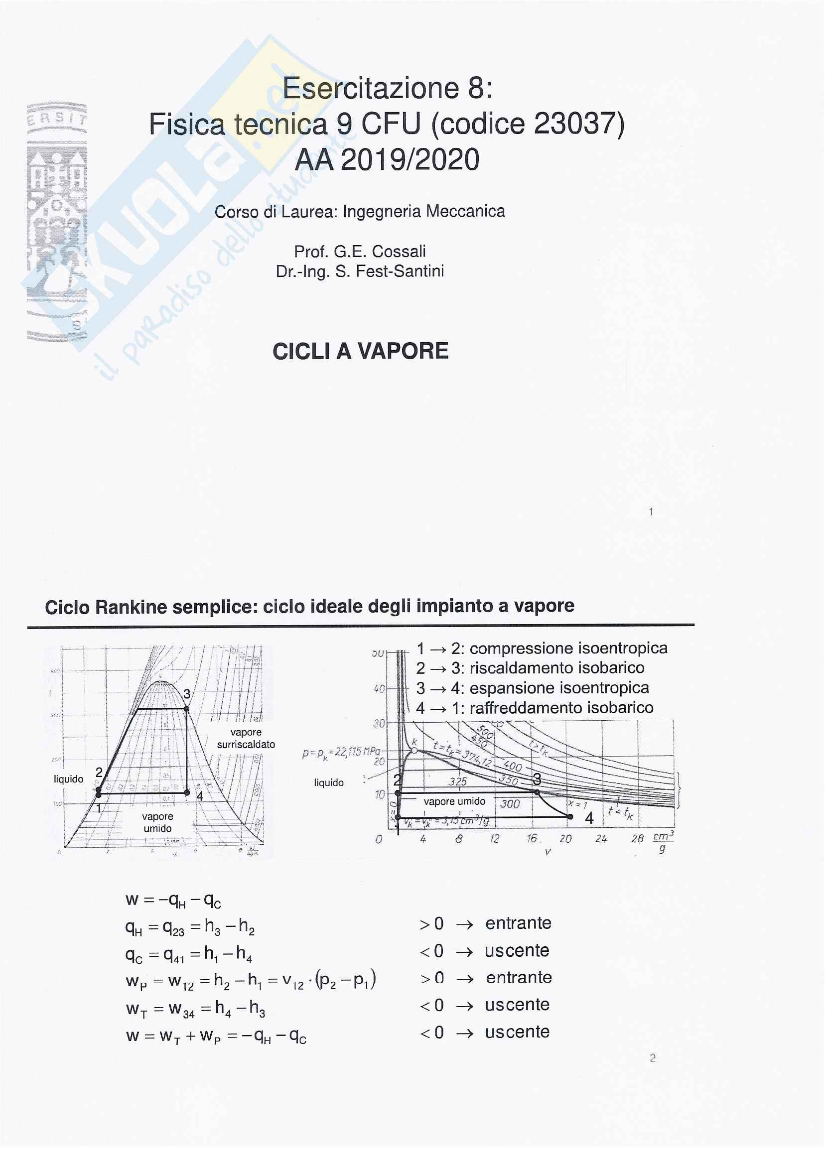 Fisica Tecnica Esercitazione 8 Pag. 1