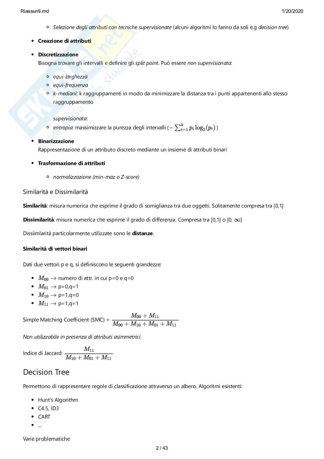 Data Mining e Text Mining - Riassunti Pag. 2