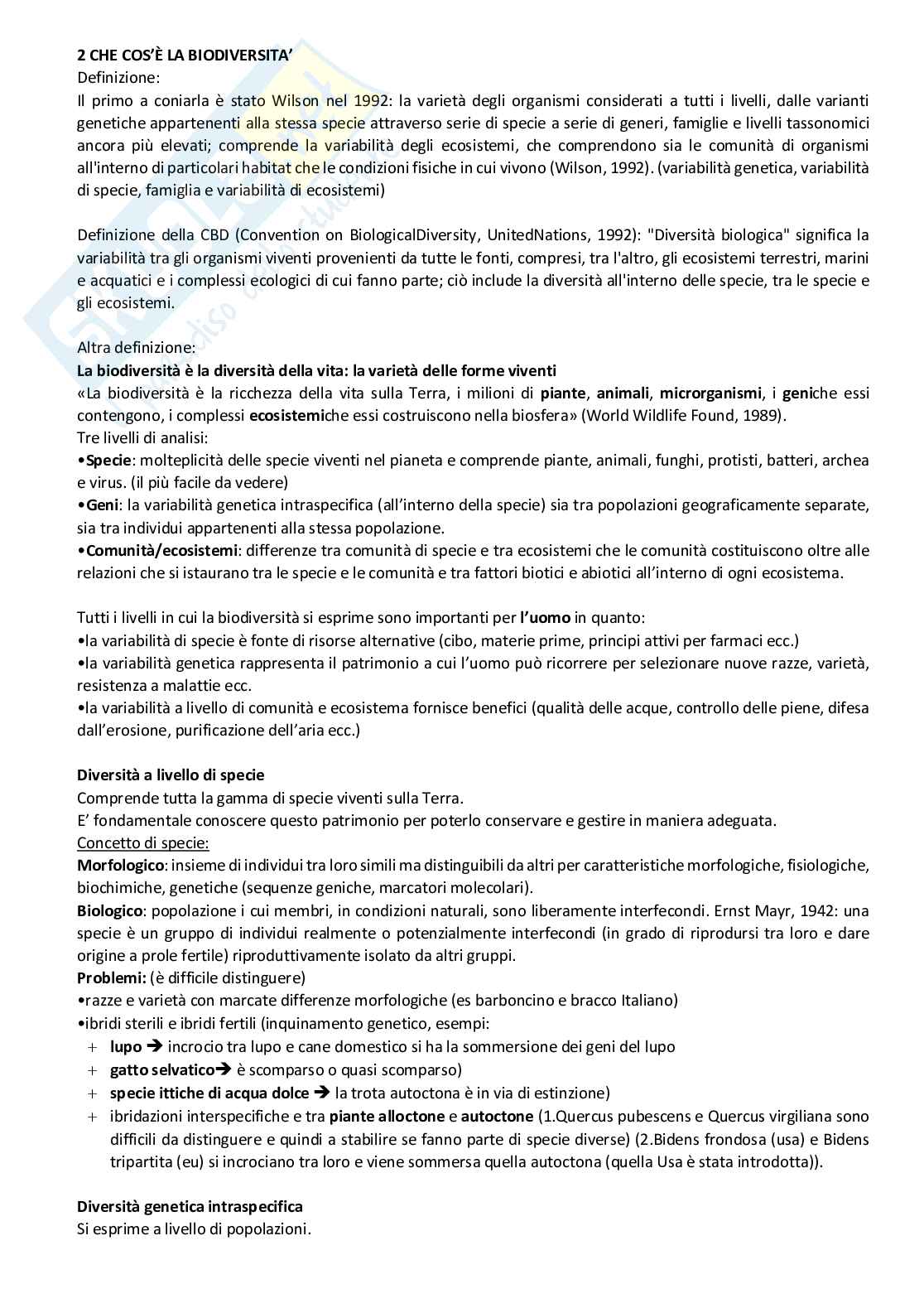 Gestione e tutela della biodiversità e del paesaggio Pag. 1