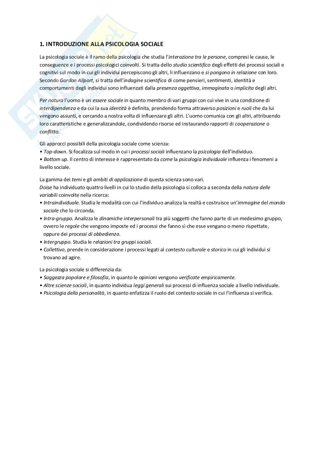 Appunti Psicologia sociale Pag. 1
