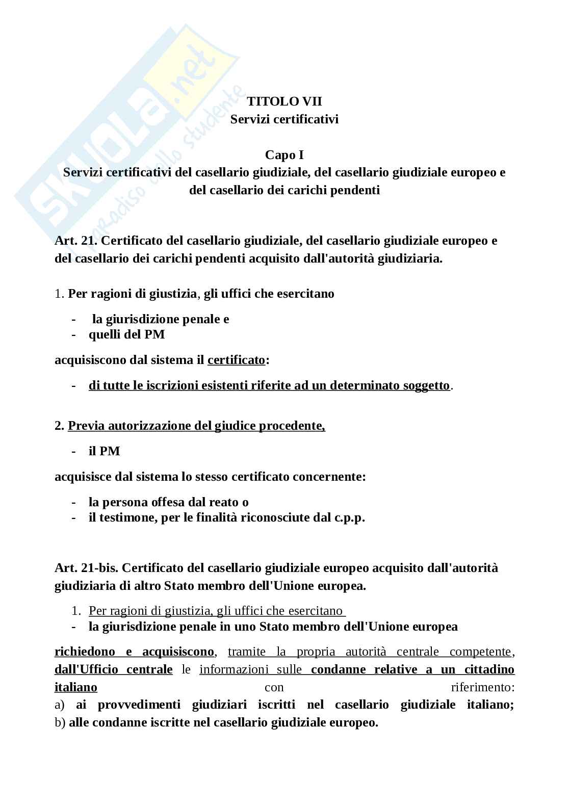 Schemi testo unico sul casellario giudiziale Pag. 21