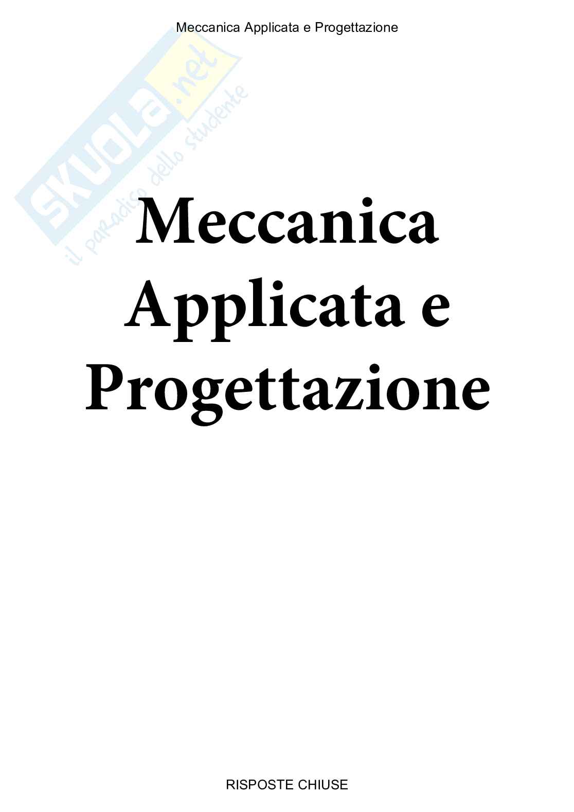 Meccanica applicata e progettazione - Paniere compilato Pag. 1