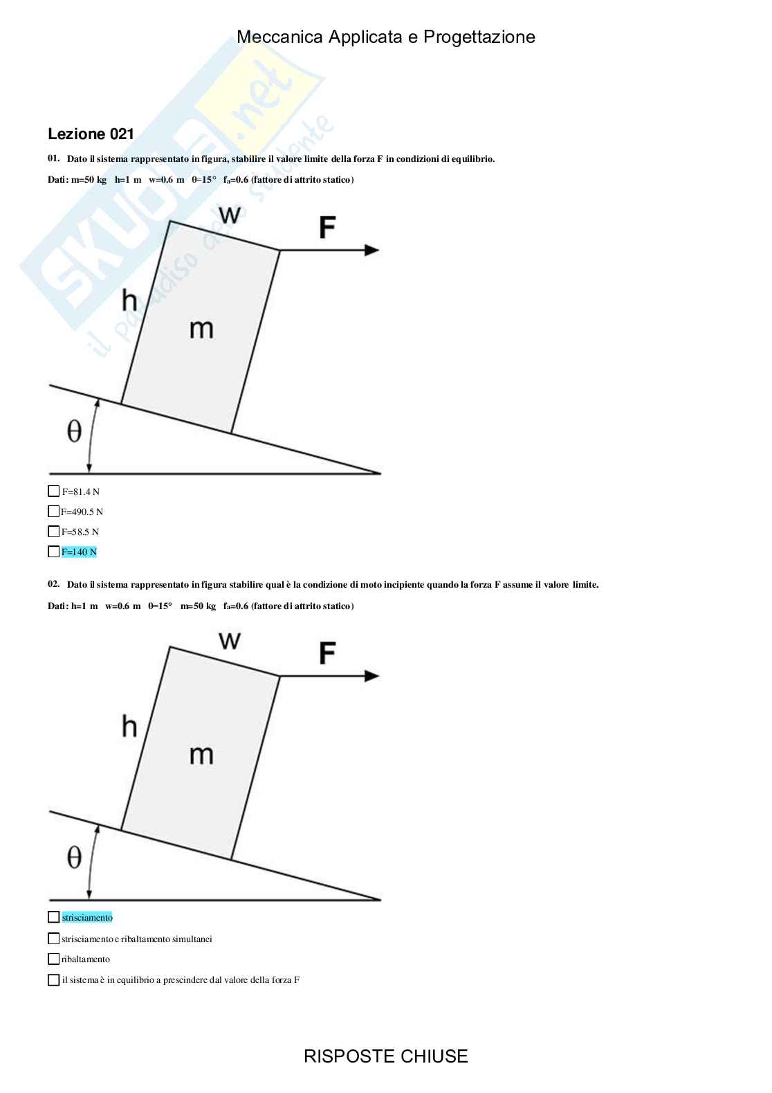 Meccanica applicata e progettazione - Paniere compilato Pag. 26