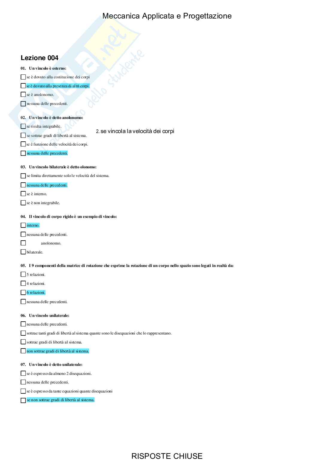 Meccanica applicata e progettazione - Paniere compilato Pag. 6