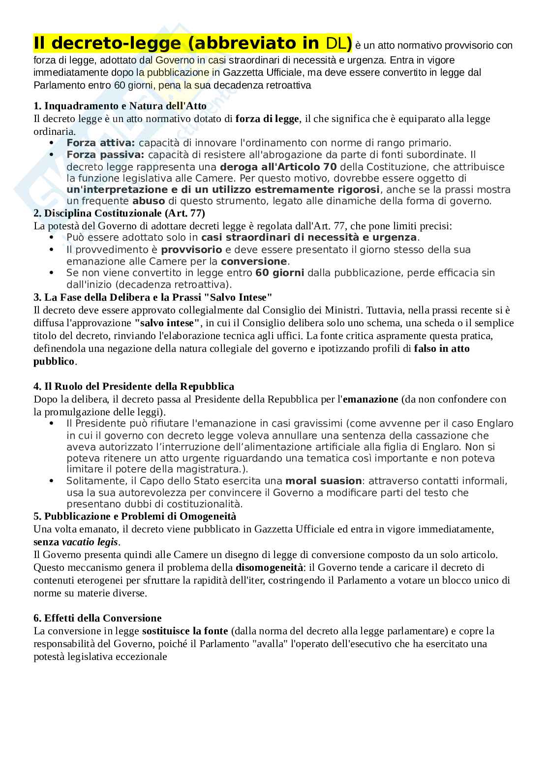 Decreto legge e Decreto legislativo Pag. 1