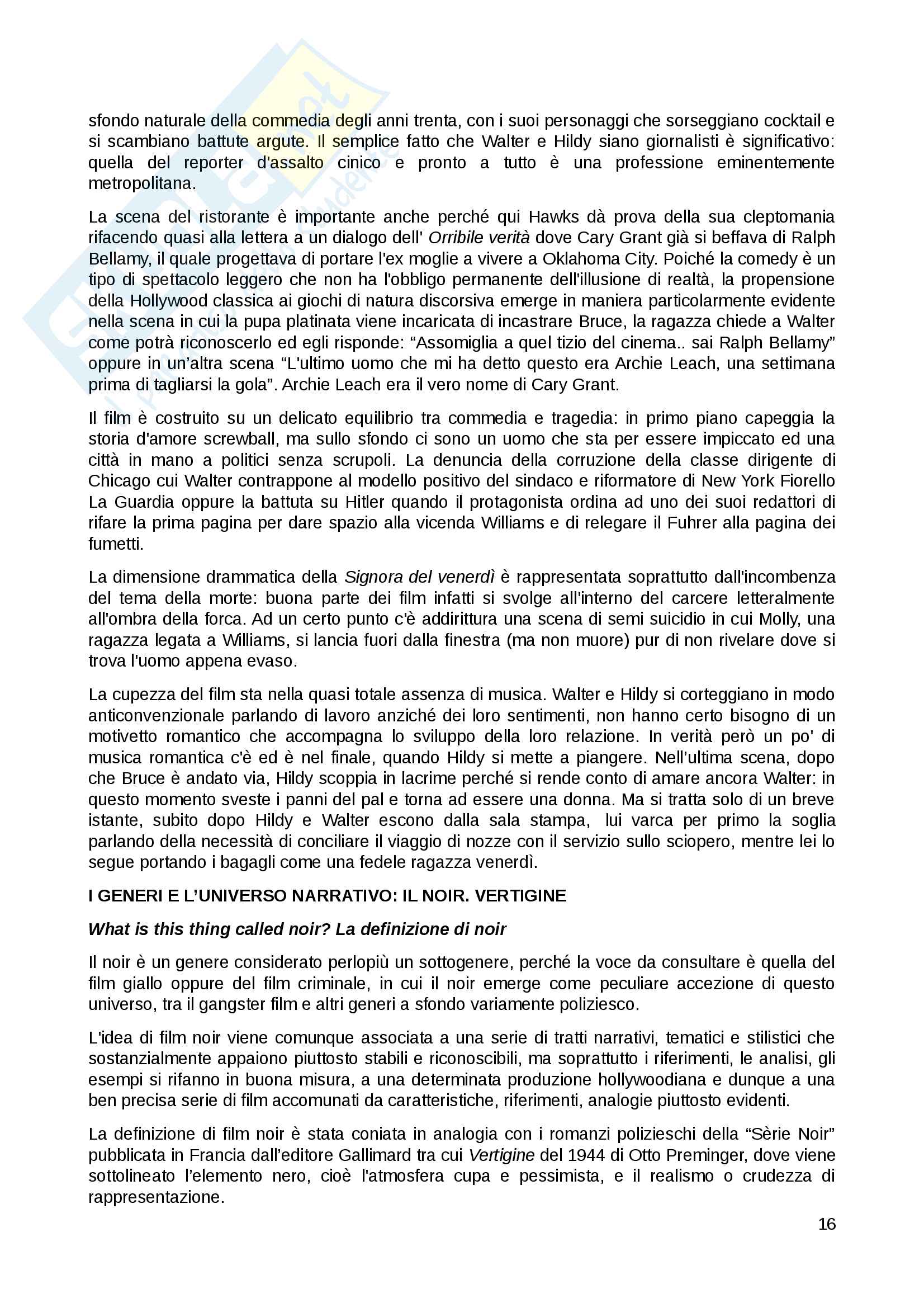 Riassunto esame storia del cinema nord-americano, prof. Carluccio, libro consigliato Il cinema americano classico, Alonge, Carluccio, Laterza 2006 Pag. 16