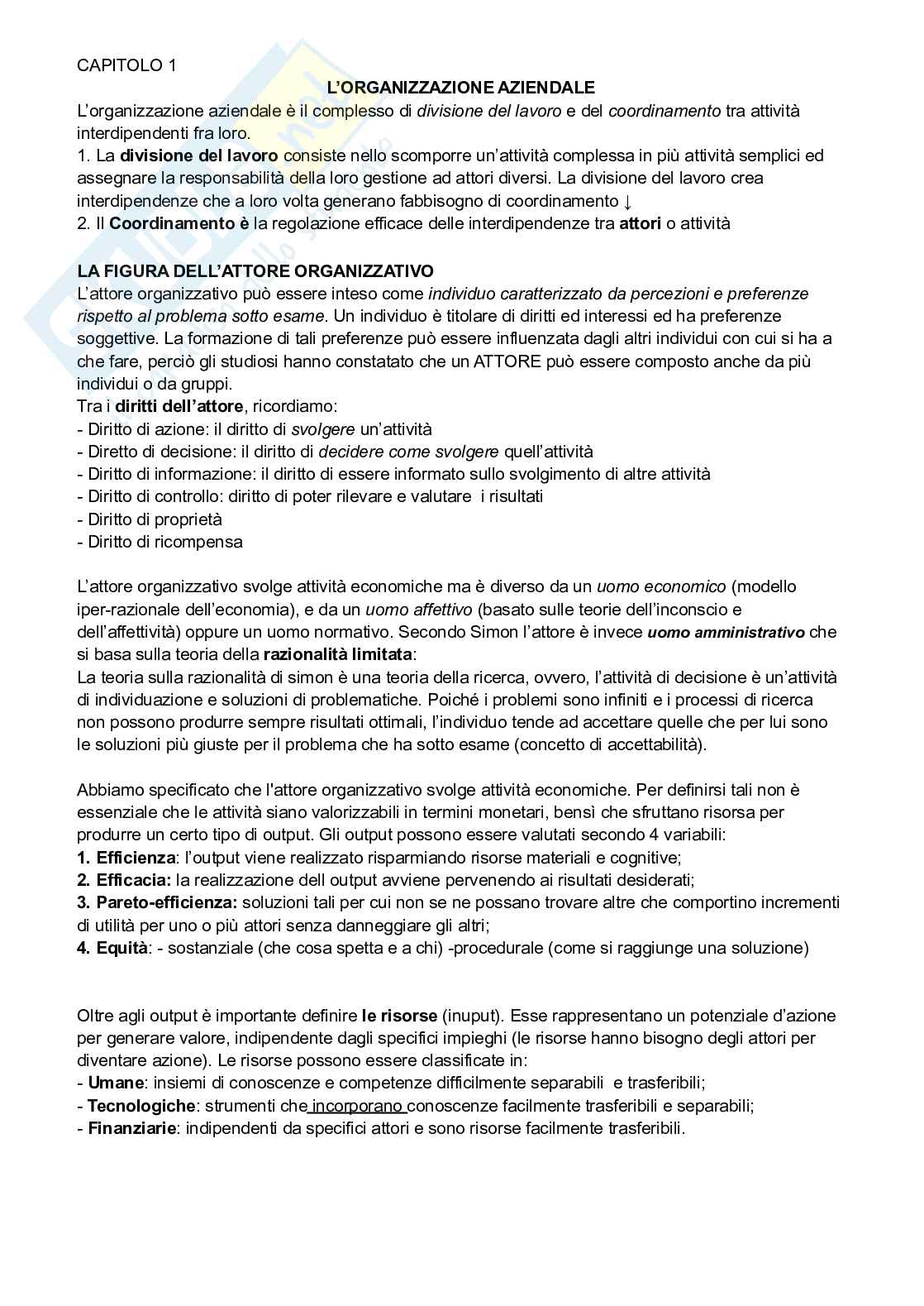 Appunti di Organizzazione aziendale  Pag. 1