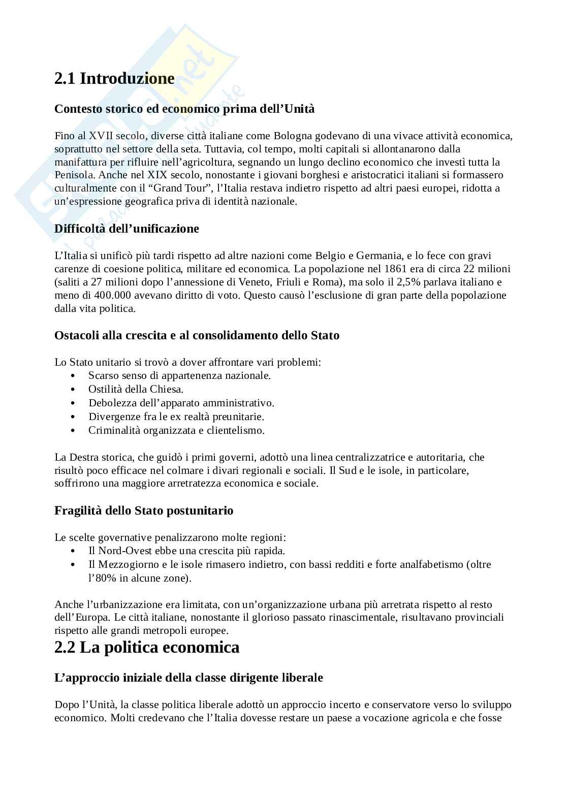 Riassunto esame Storia economica, Prof. Fumi Gianpiero, libro consigliato Ombre e luci, Della valentina Pag. 1