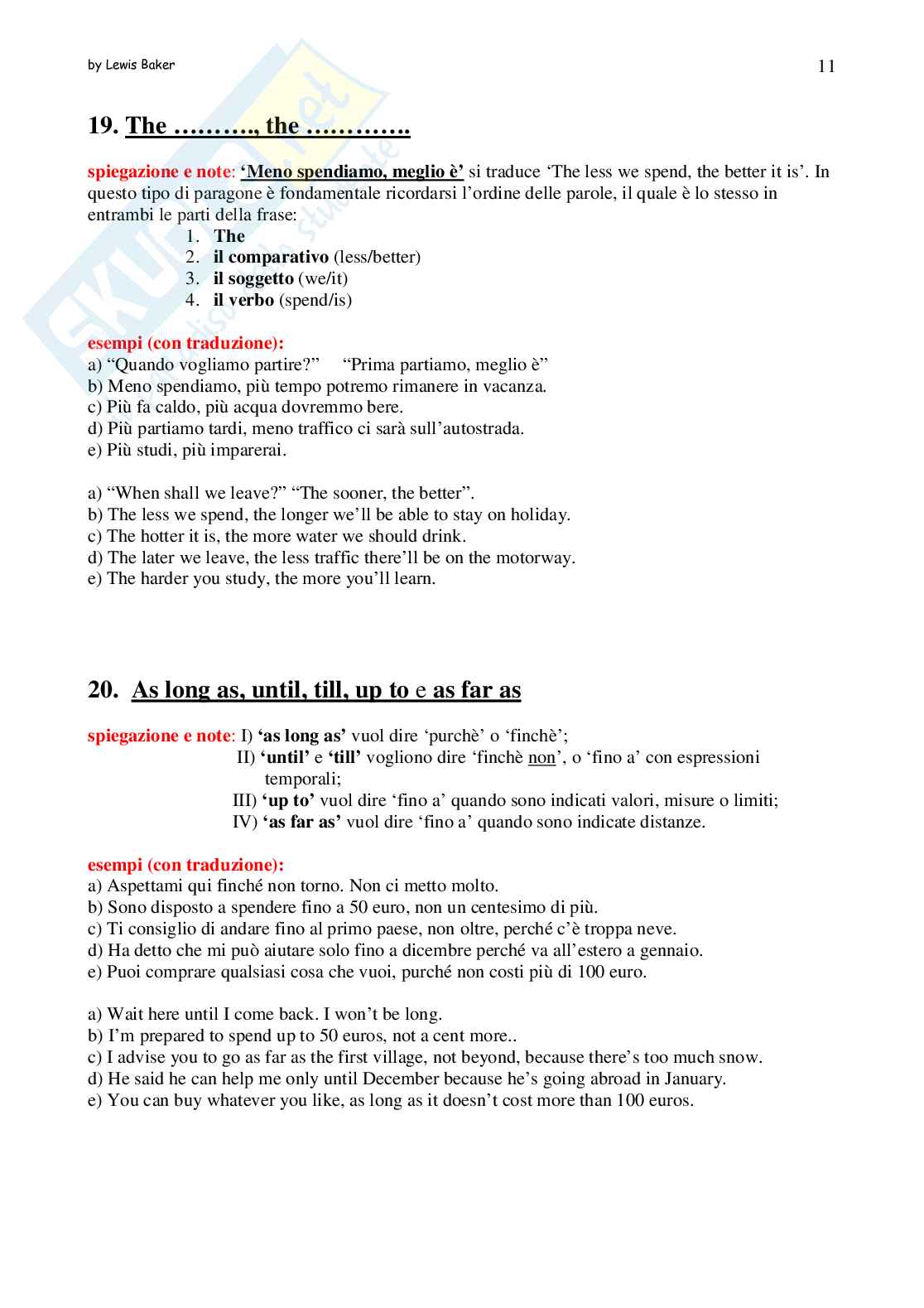 Inglese base - Regole Pag. 11