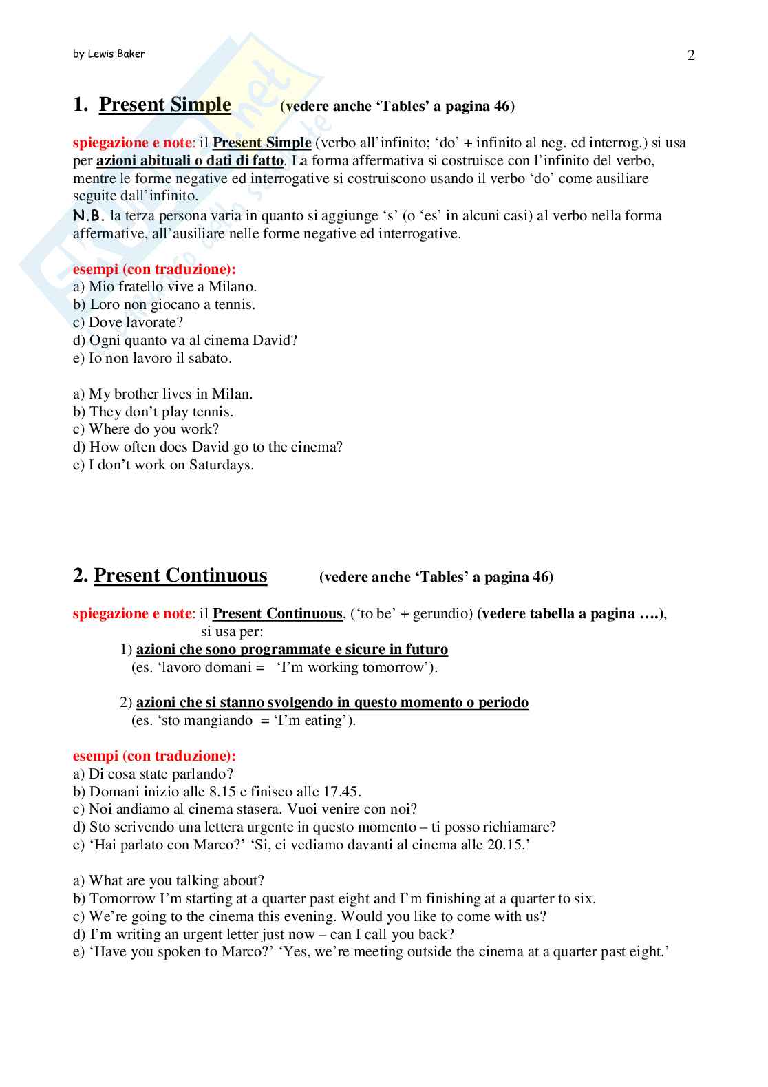 Inglese base - Regole Pag. 2