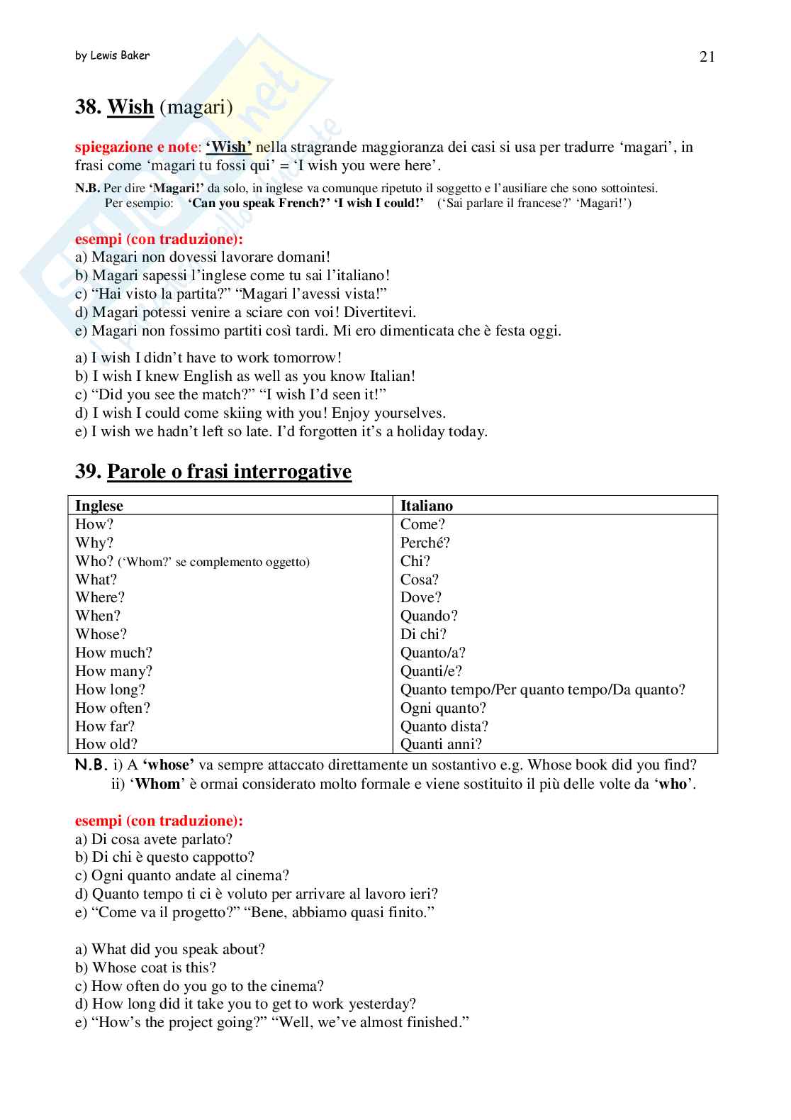 Inglese base - Regole Pag. 21