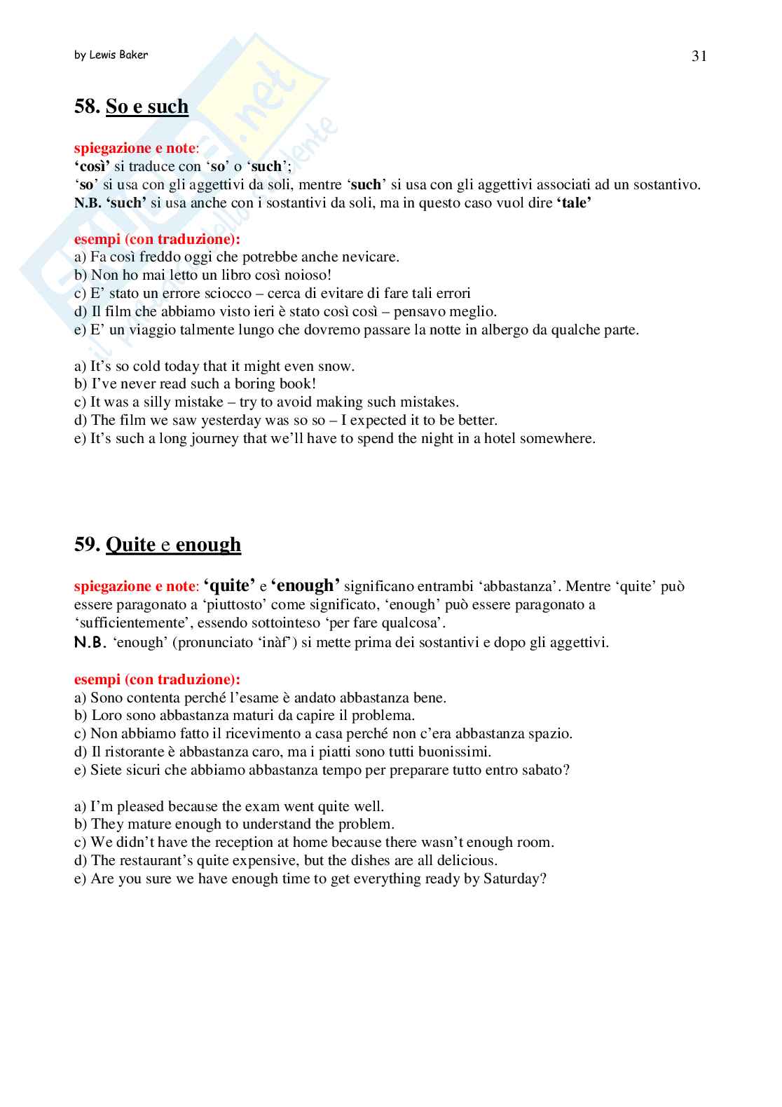 Inglese base - Regole Pag. 31