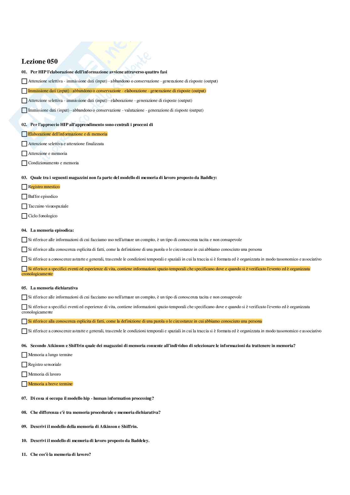 Paniere completo domande chiuse Psicologia dello sviluppo e psicologia dell'educazione Pag. 56