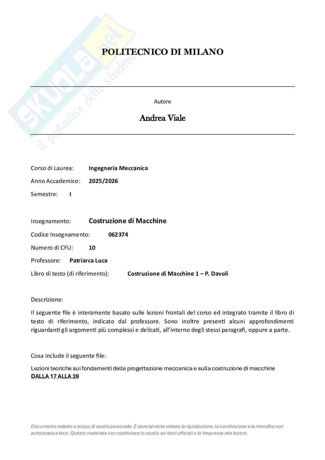 Appunti completi lezioni di Costruzione di macchine - Parte 2 Pag. 1