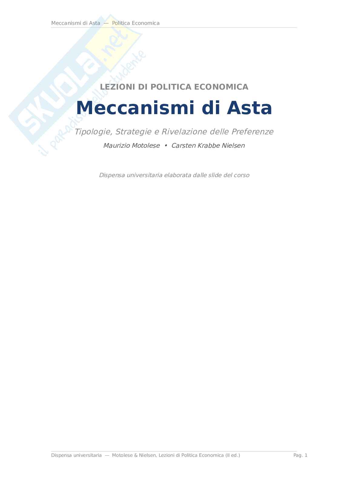 Meccanismi di asta Pag. 1