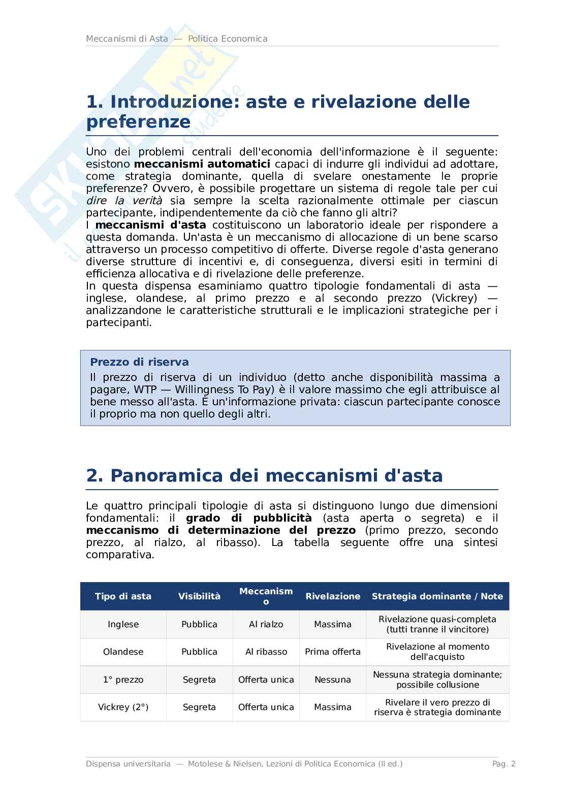 Meccanismi di asta Pag. 2