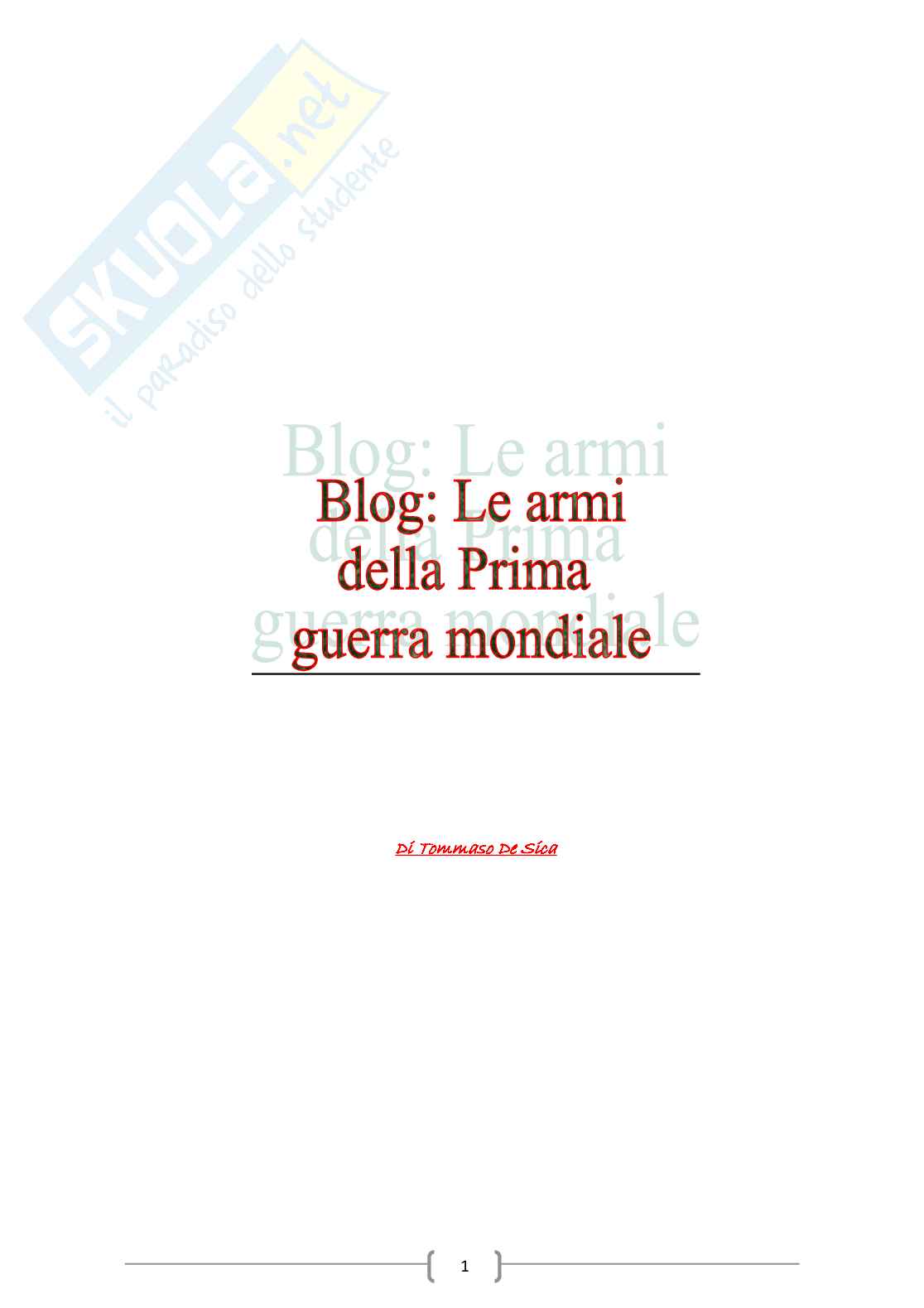 Blog: Le armi della Prima guerra mondiale Pag. 1