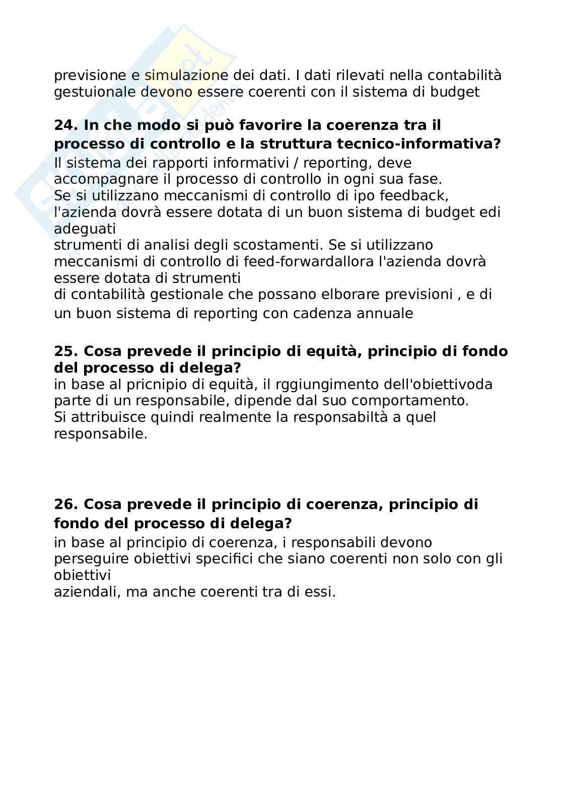 Paniere Programmazione e controllo - risposte aperte 3 parte da lezione 16 a 23 Pag. 6