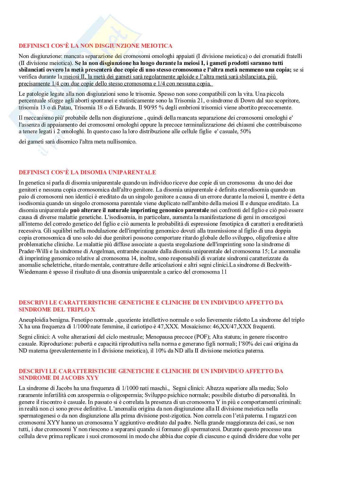 Domande aperte Genetica medica Pag. 26