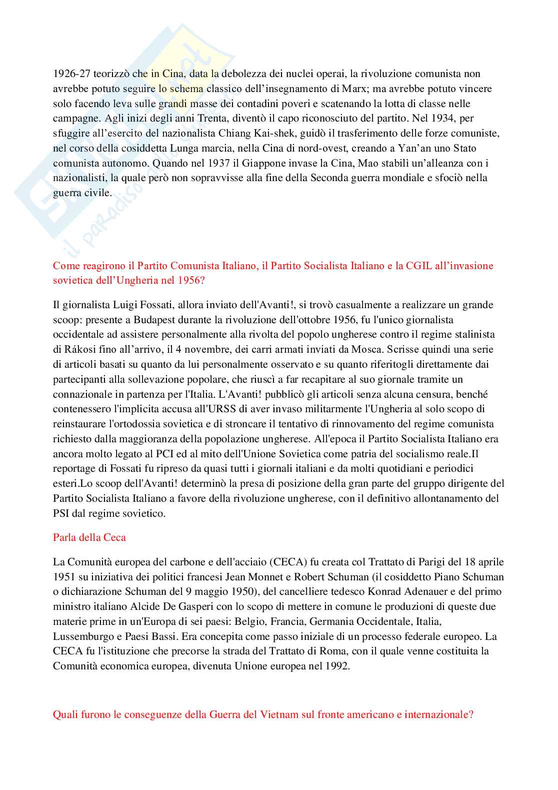 Paniere Storia contemporanea - Risposte aperte - aggiornato (2025) Pag. 26