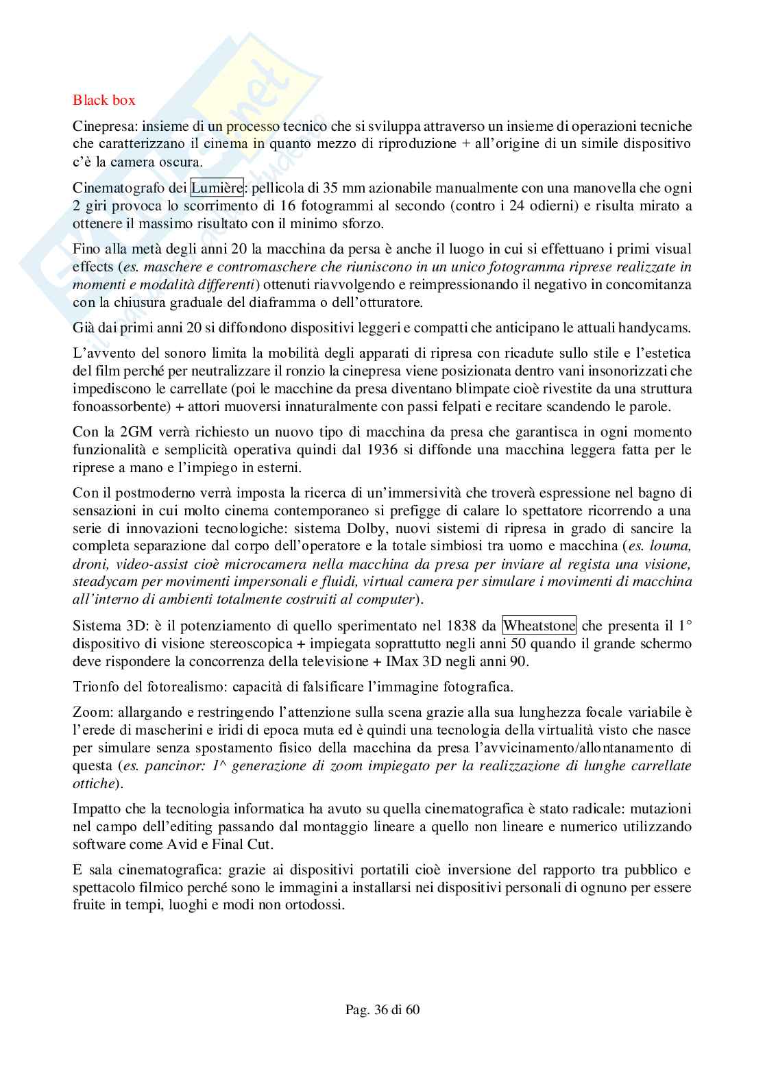 Riassunto esame Teorie e tecniche del linguaggio cinematografico, Prof. Spanu Massimiliano, libro consigliato Il cinema: percorsi storici e questioni teoriche, Carluccio, Malavasi, Villa Pag. 36