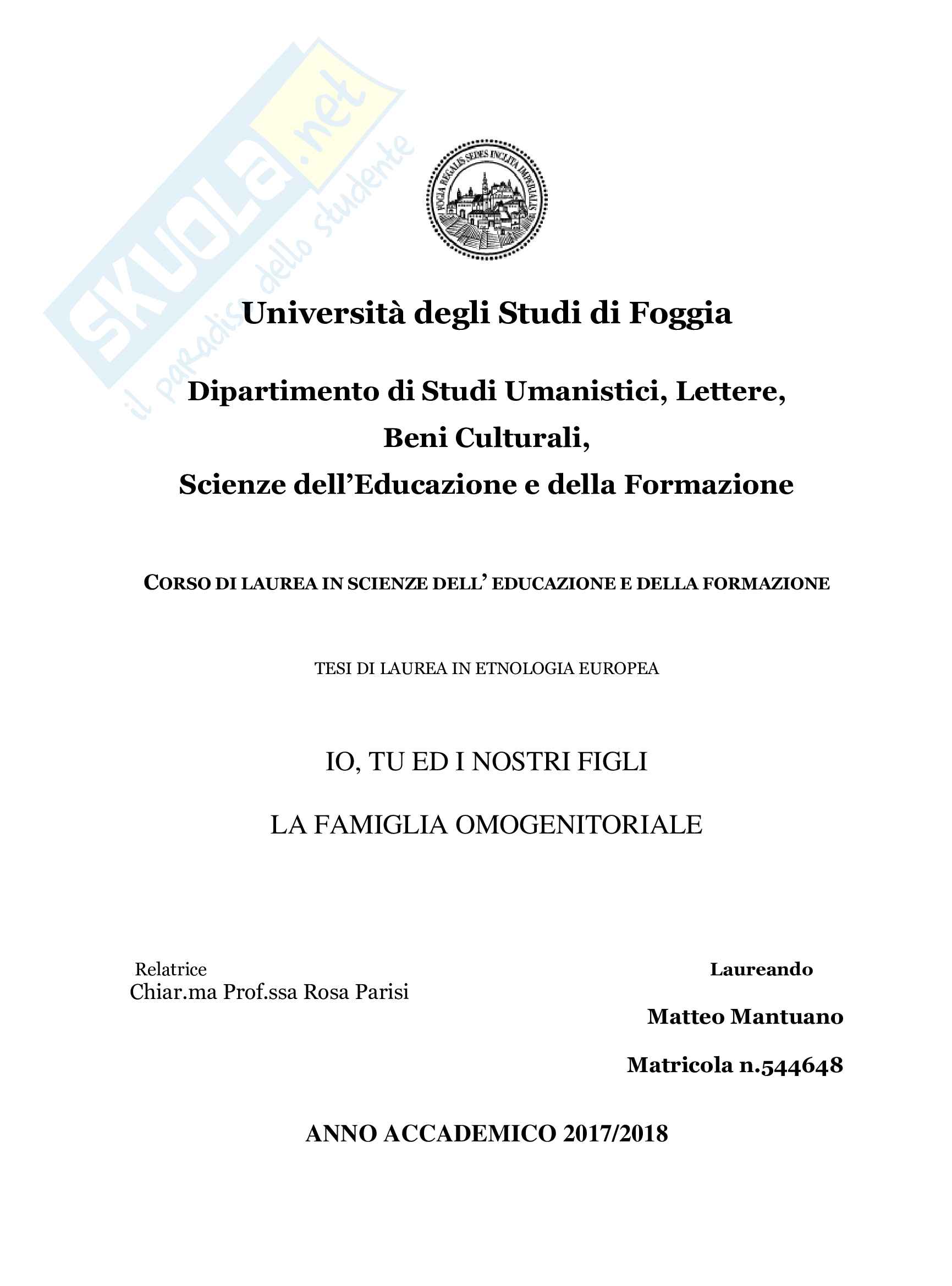 Io, tu ed i nostri figli. La famiglia omogenitoriale Pag. 1