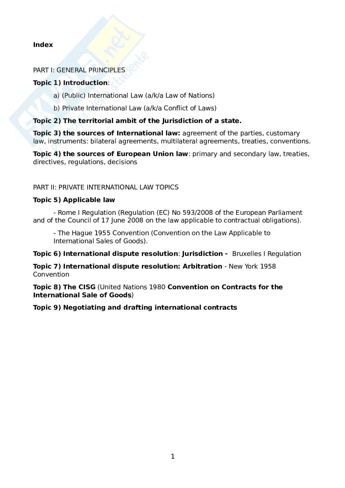 Appunti Introduction to European and International Law   Pag. 1