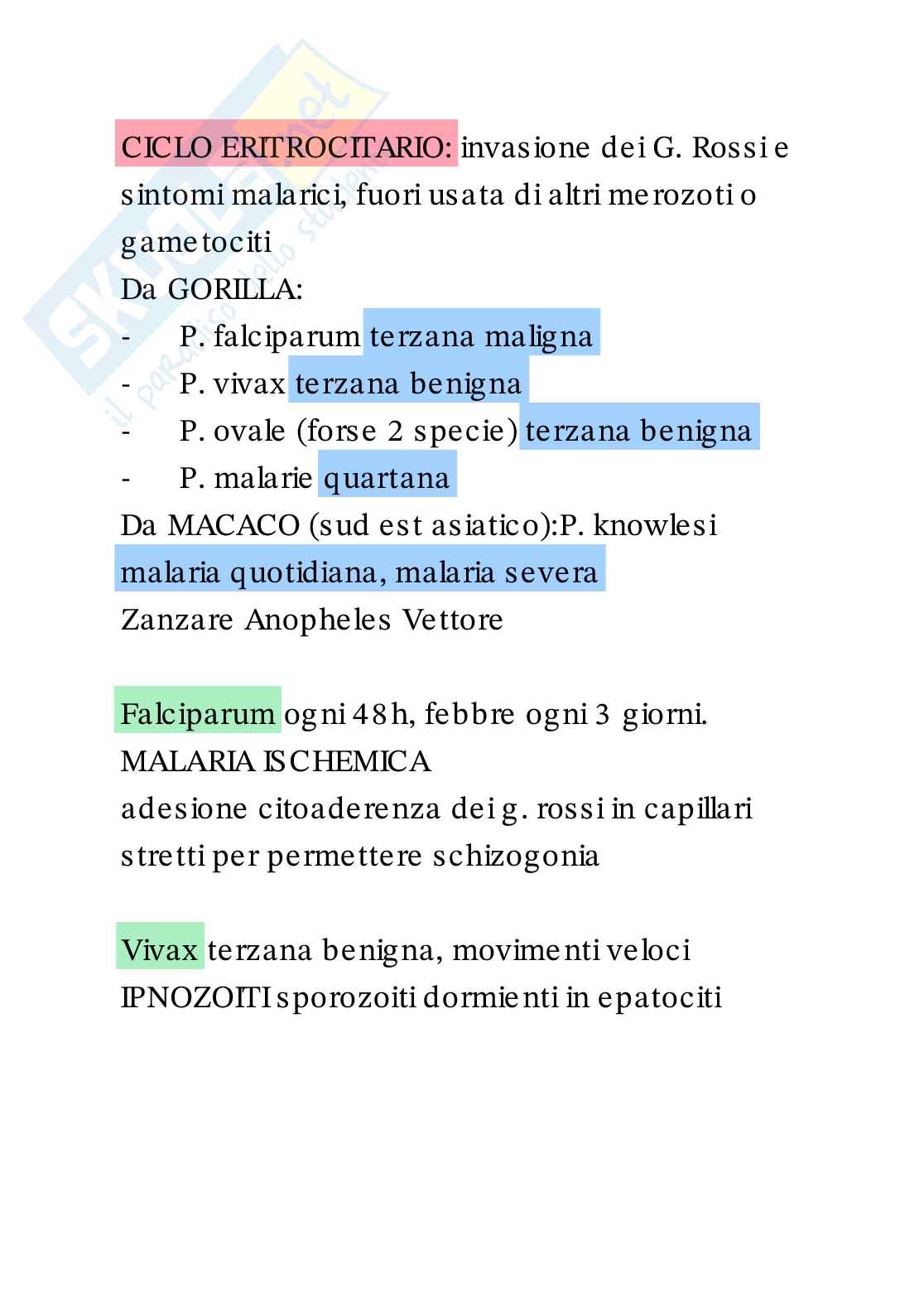 Riassunto esame Parassitologia, Prof. Guidi Loretta, libro consigliato Parassitologia generale ed umana, De Carneri Pag. 16