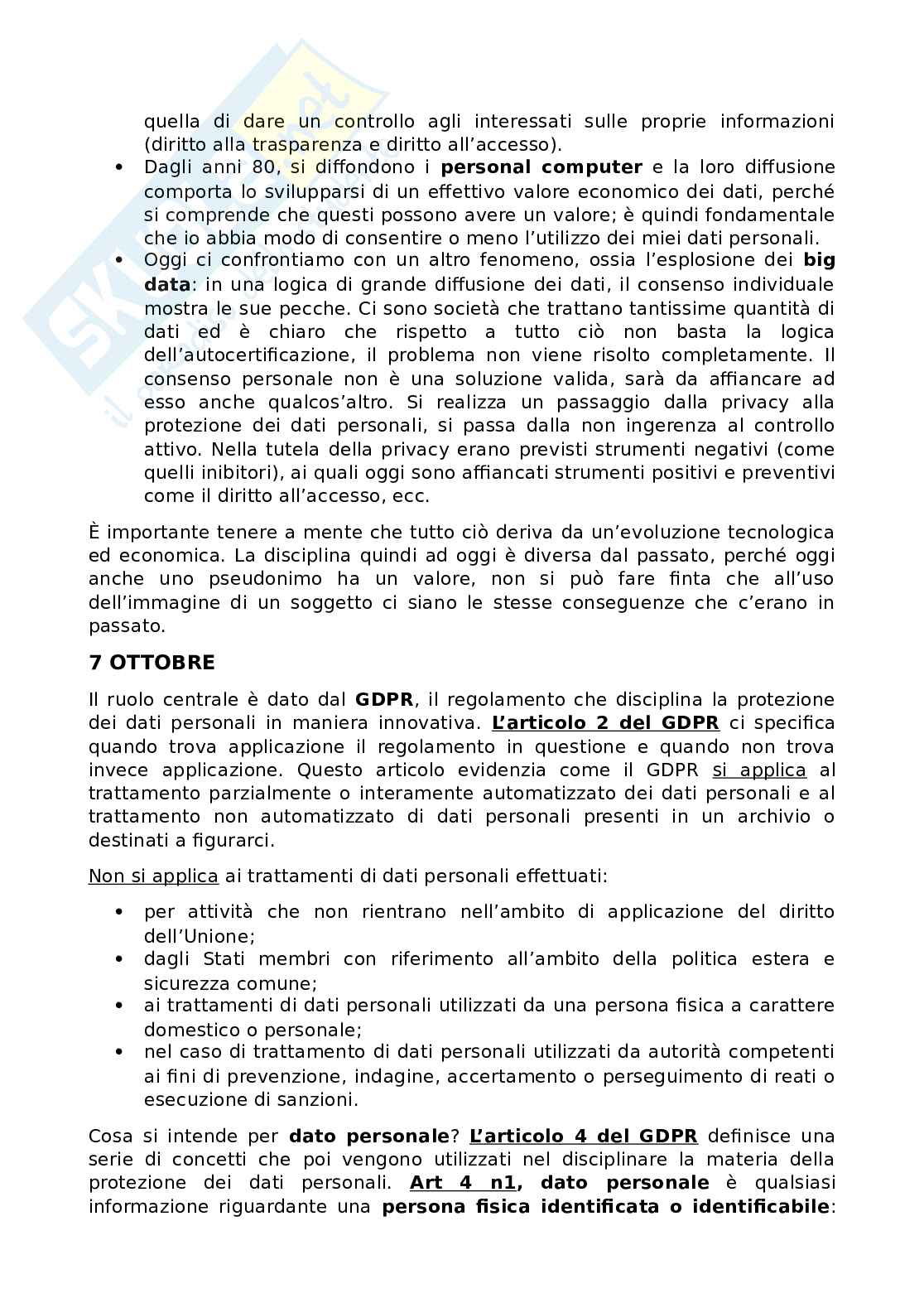Protezione dei dati personali - Appunti Pag. 2