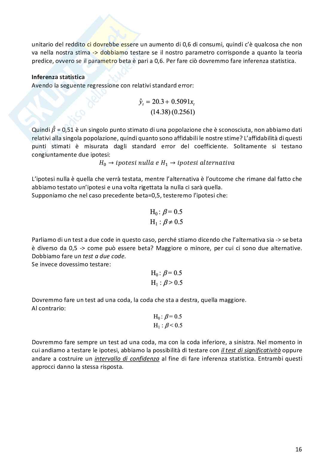 Appunti Lezioni Econometria Pag. 16