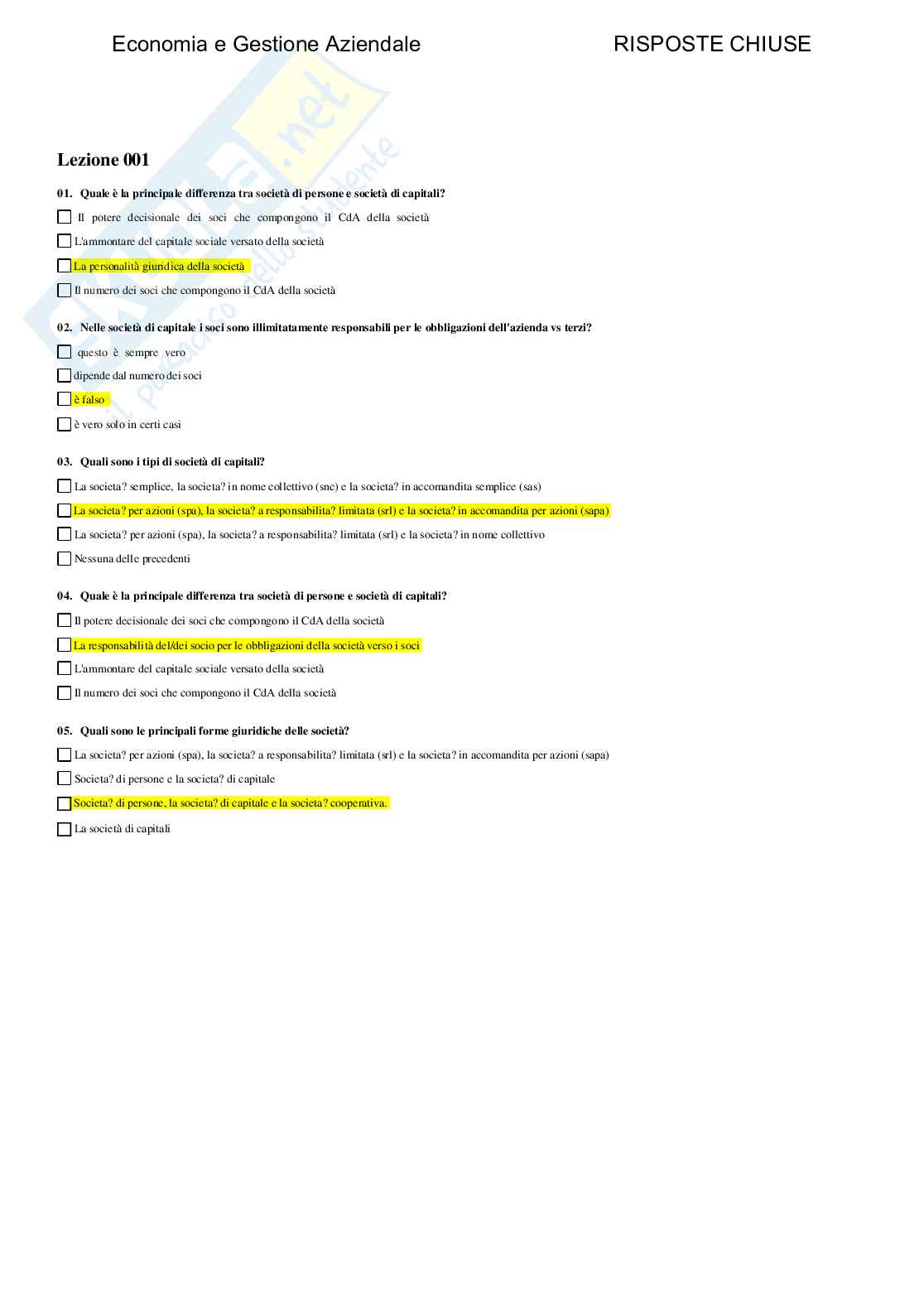 Economia e gestione aziendale - Paniere compilato  Pag. 2