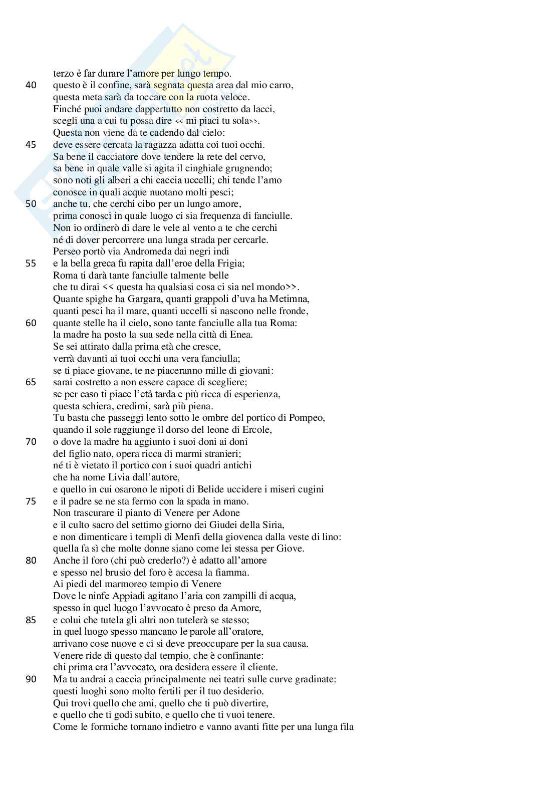 Latino - Ars amatoria libro I - Traduzione Pag. 2