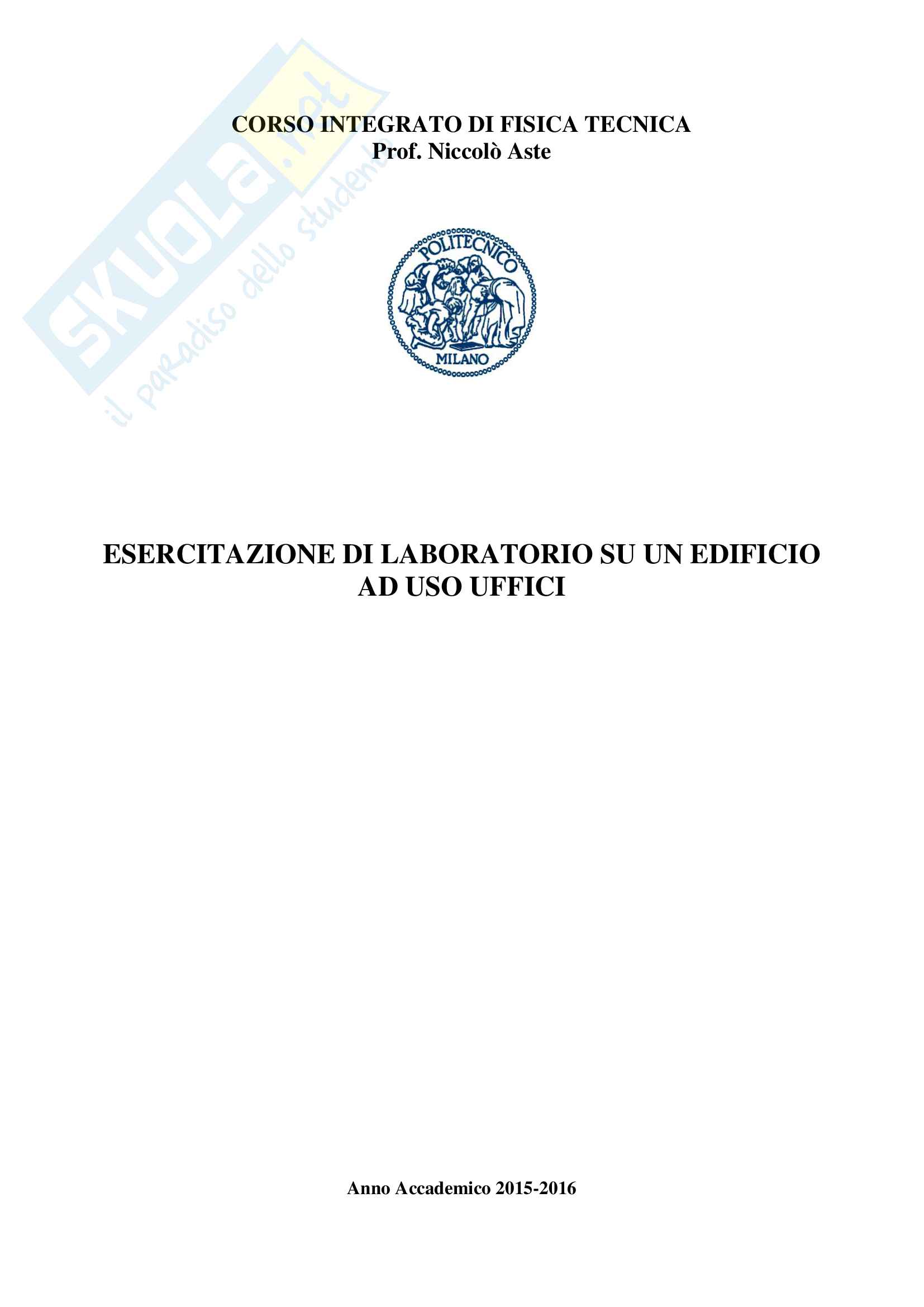 Esercitazione Fisica Tecnica e Impianti Pag. 1
