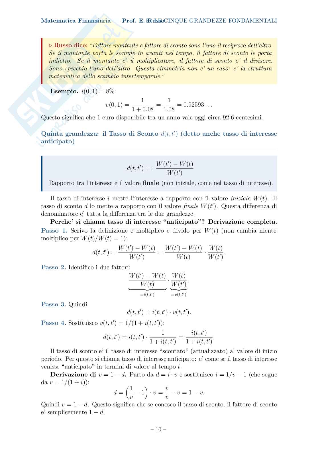 Appunti completi, formule ed esercizi svolti di Matematica finanziaria Pag. 11