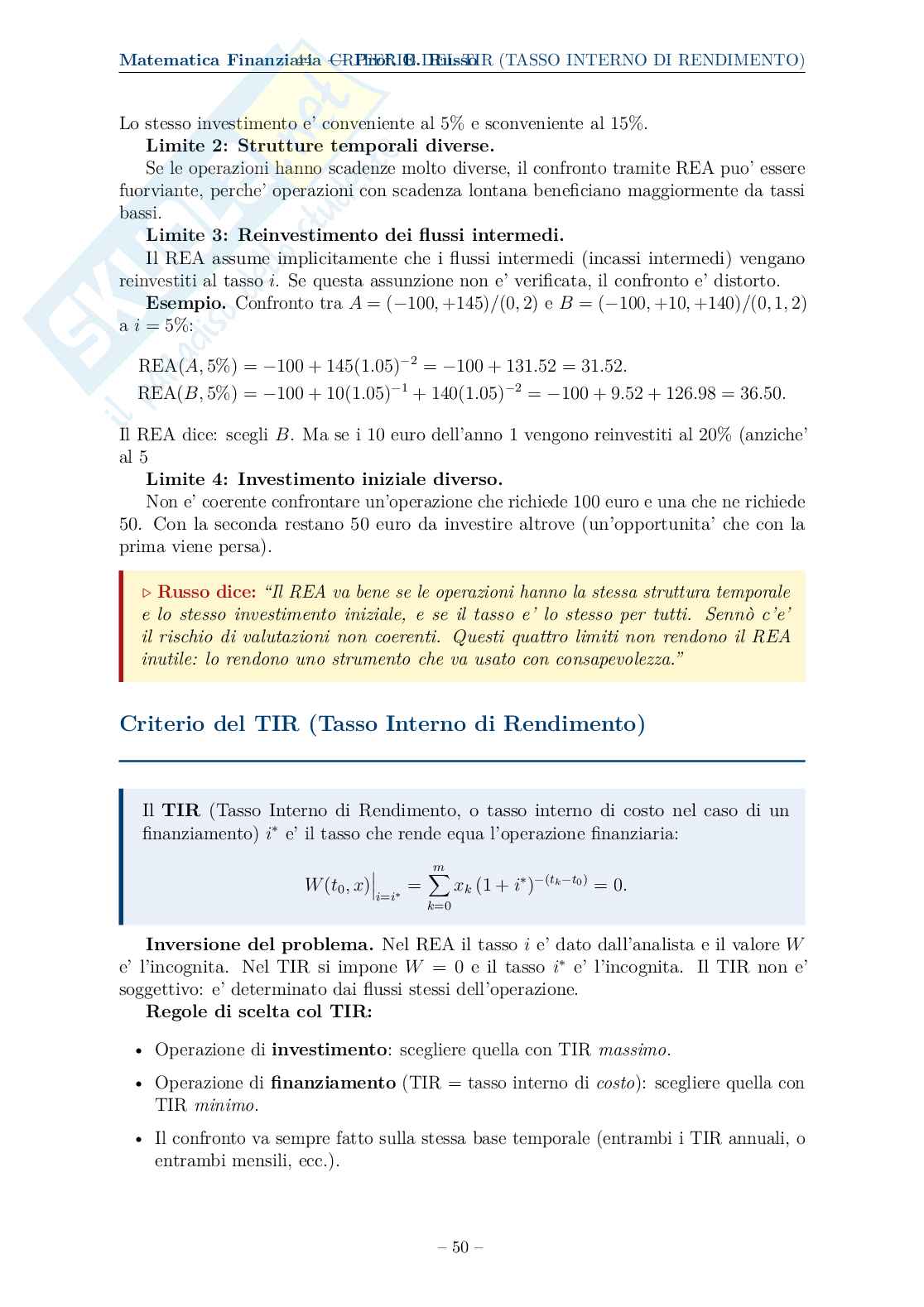 Appunti completi, formule ed esercizi svolti di Matematica finanziaria Pag. 51