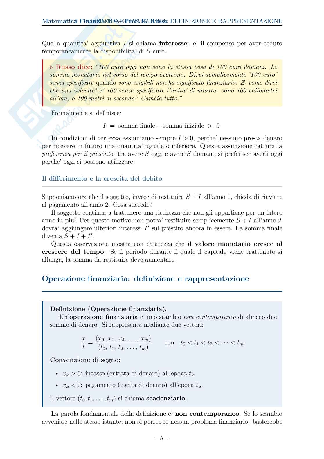 Appunti completi, formule ed esercizi svolti di Matematica finanziaria Pag. 6