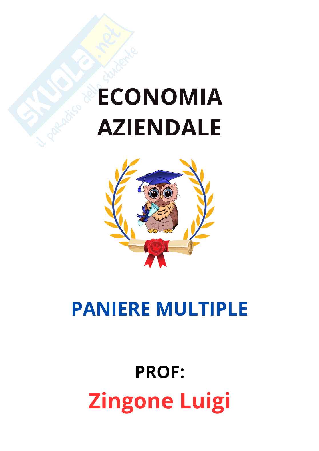 Paniere Economia aziendale (2026) - Risposte multiple corrette Pag. 1