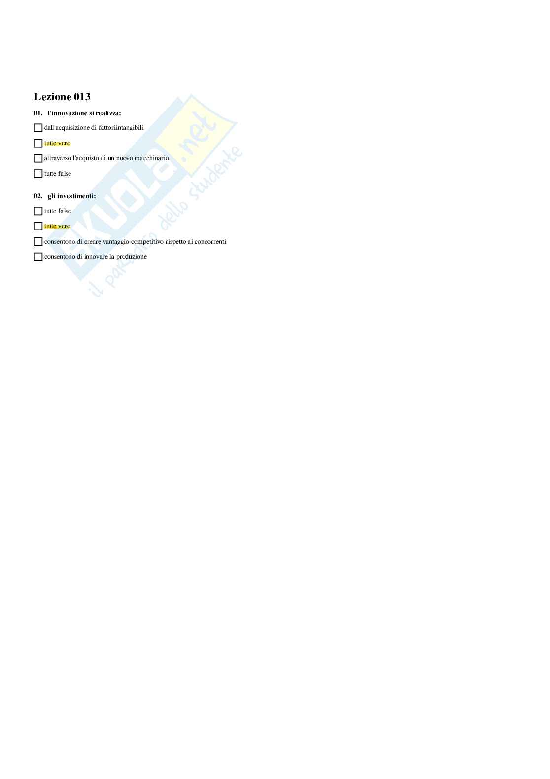 Paniere Economia aziendale (2026) - Risposte multiple corrette Pag. 21