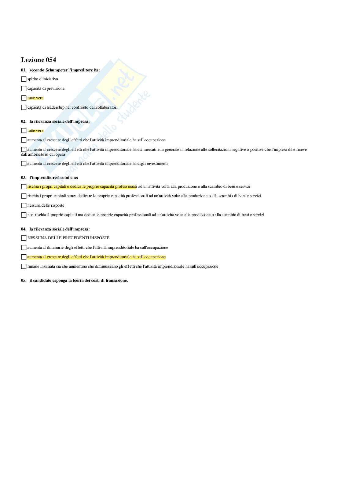 Paniere Economia aziendale (2026) - Risposte multiple corrette Pag. 56