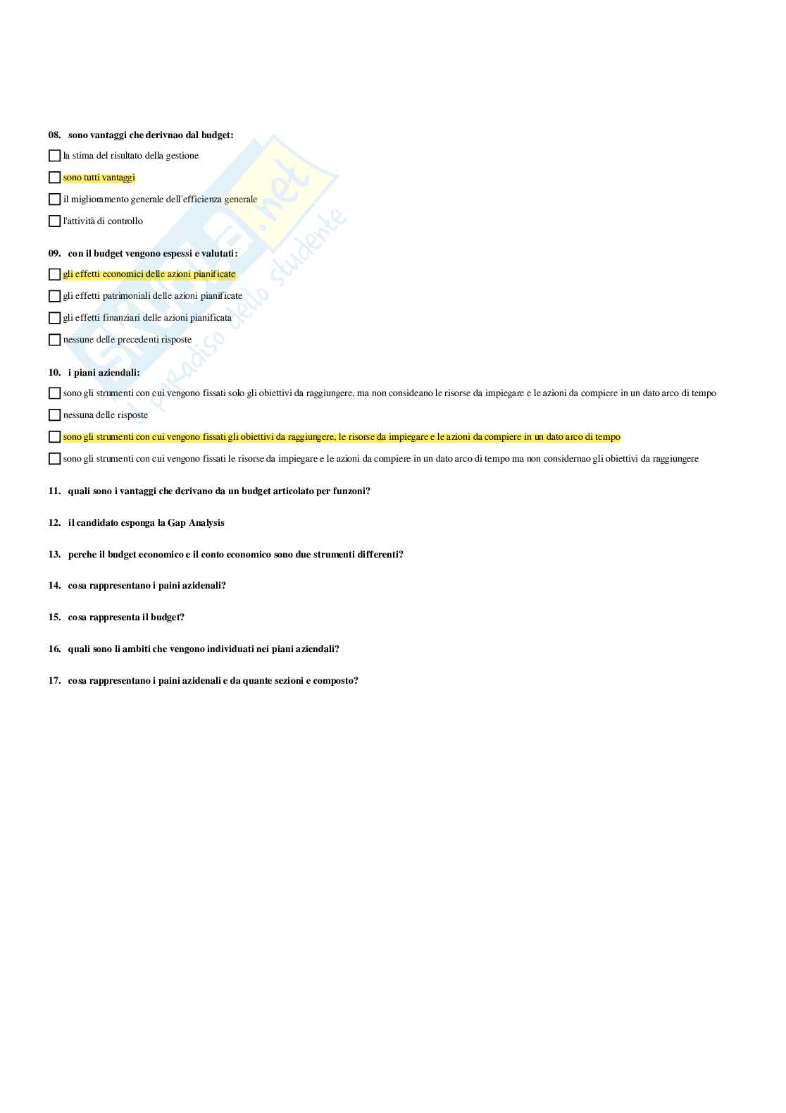 Paniere Economia aziendale (2026) - Risposte multiple corrette Pag. 66