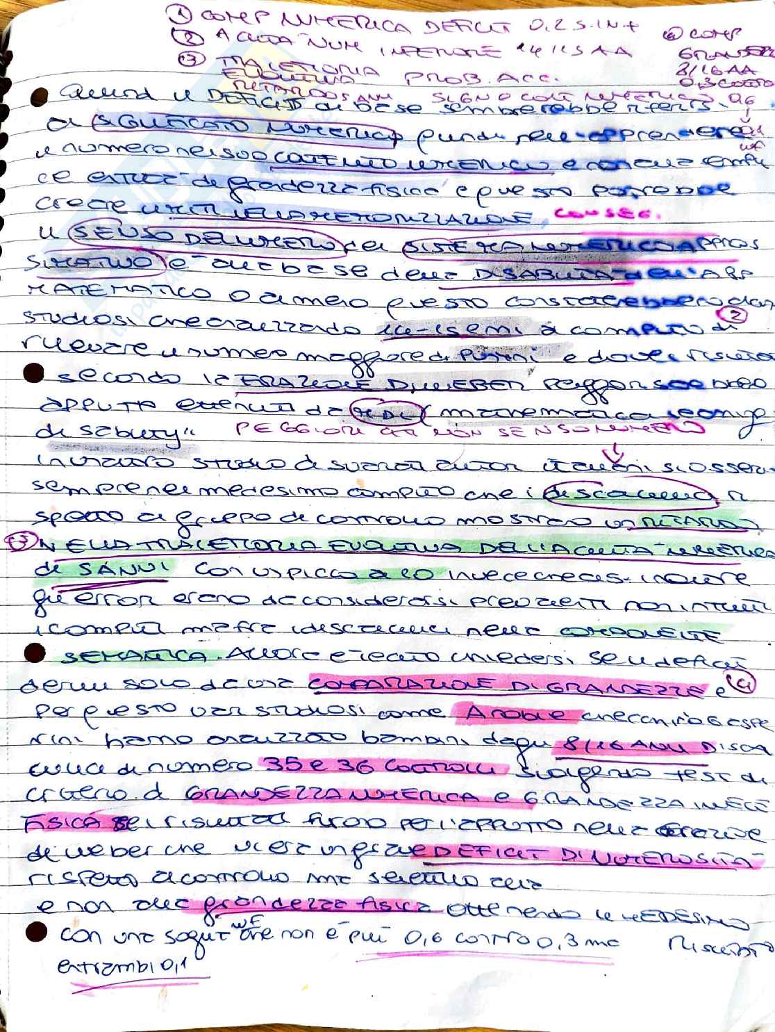 Cognizione numerica: basi biologiche del senso del numero e discalculia Pag. 6