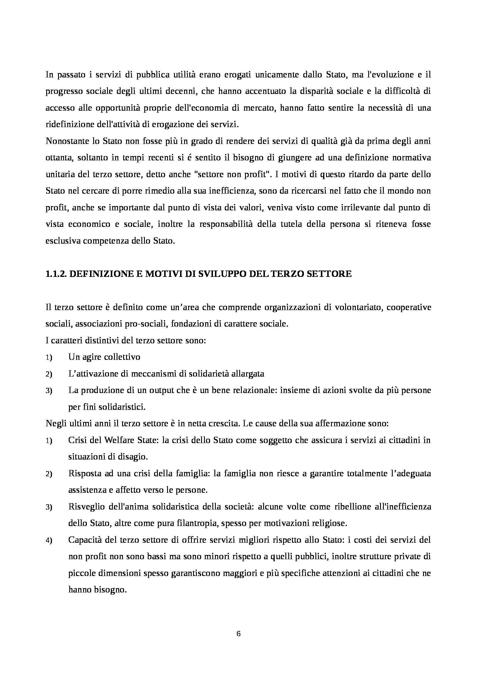 Tesi - Profilo organizzativo e gestionale di un ente non profit Pag. 6