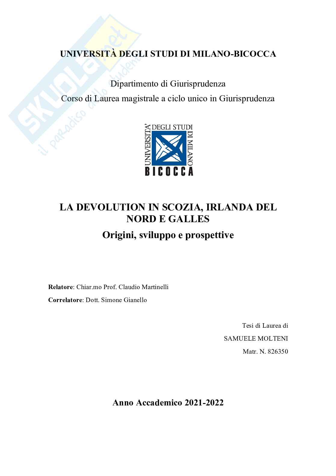 Devolution in Scozia, Irlanda del Nord e Galles. Origini, sviluppo e prospettive Pag. 1