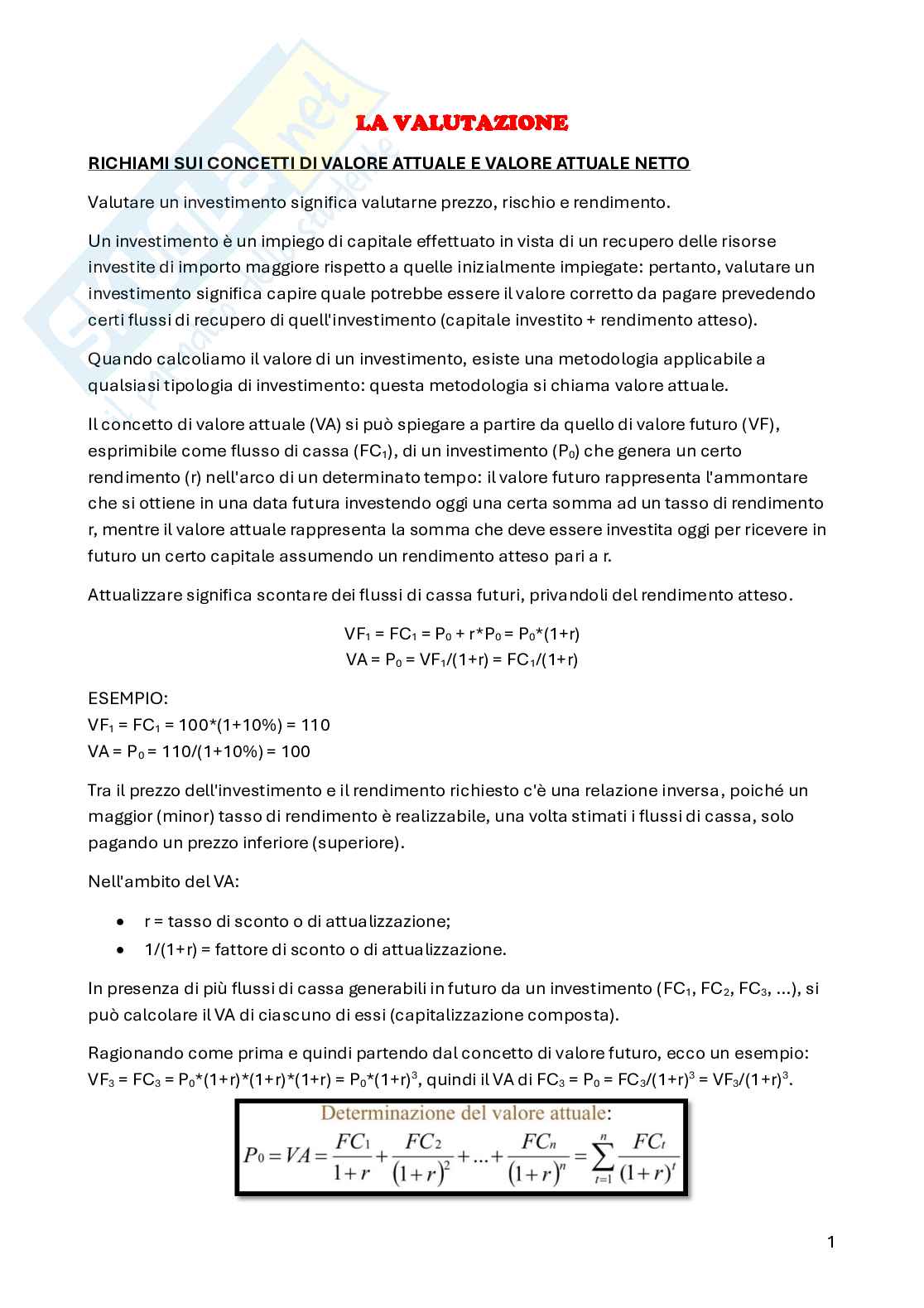 Appunti di Finanza per l'impresa (6 crediti) Pag. 1