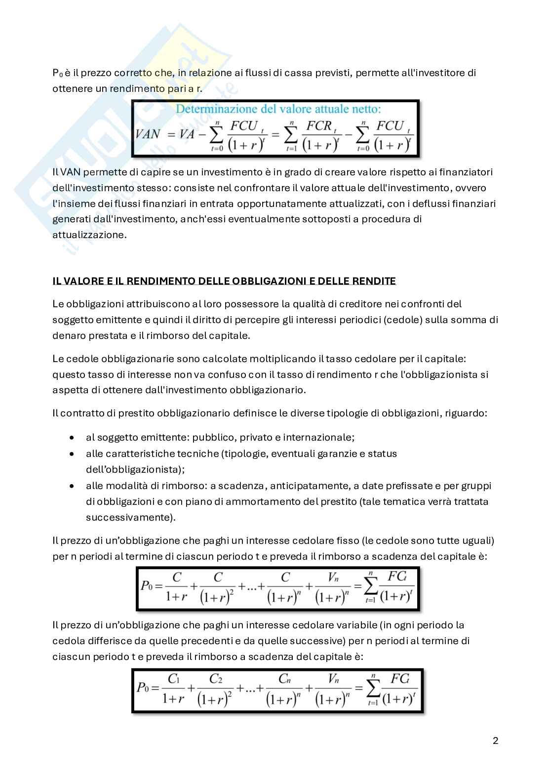 Appunti di Finanza per l'impresa (6 crediti) Pag. 2