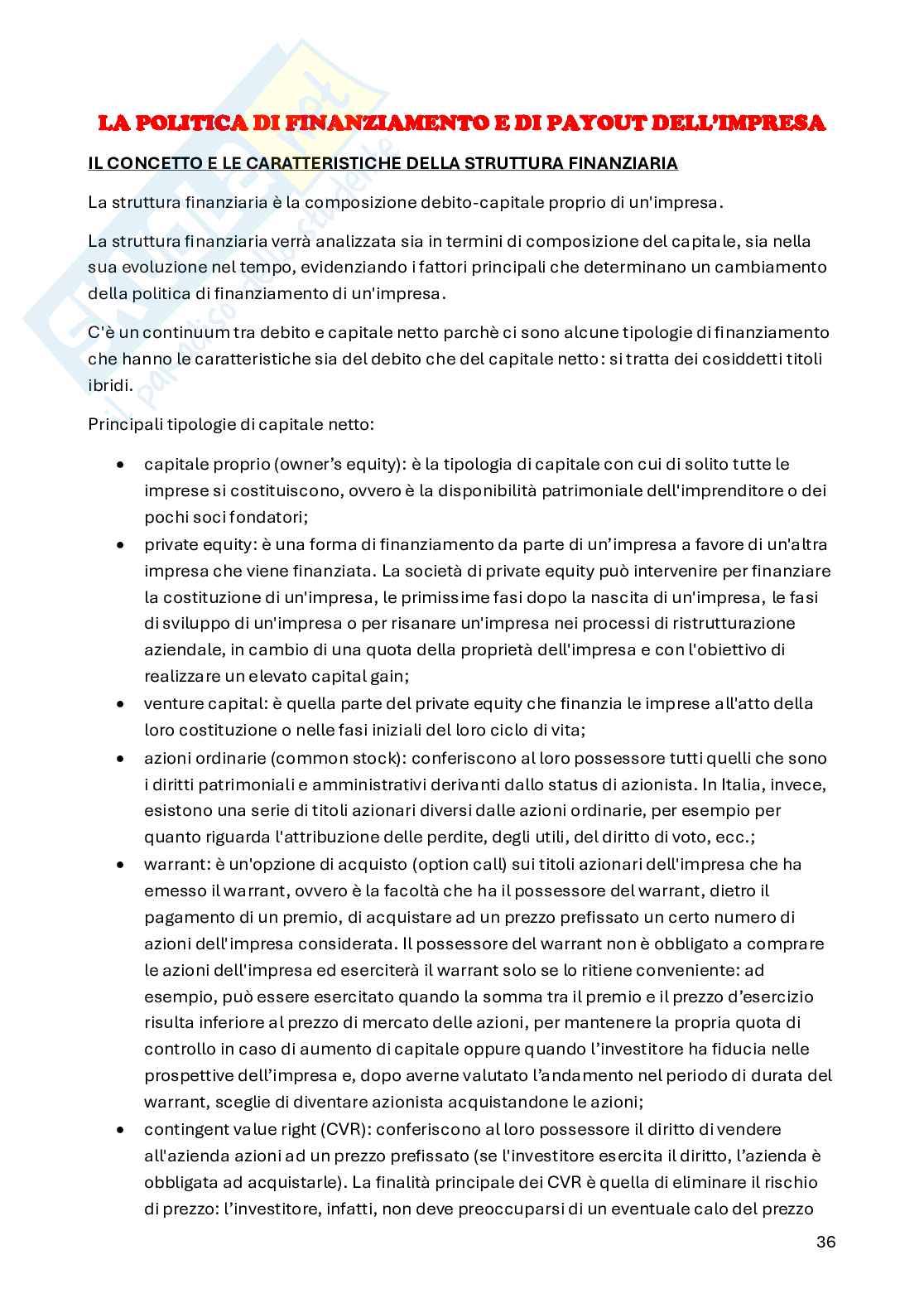 Appunti di Finanza per l'impresa (6 crediti) Pag. 36